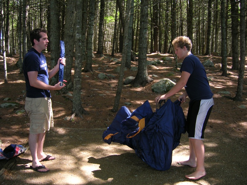 Erecting the tent