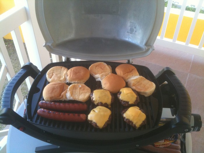 First meal on the new grill. Fantastic. About time I got my own BBQ.